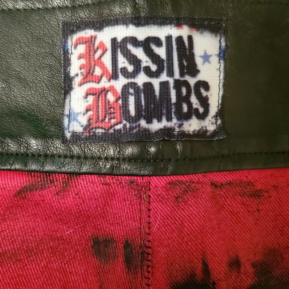 Handmade Indie Designer Kissin Bombs Design Moto Punk Metal Pants - Picture 4 of 4